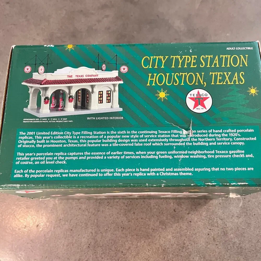 Houston Texaco City Type Porcelain Gas Station Rare edition 2001 Christmas Decor